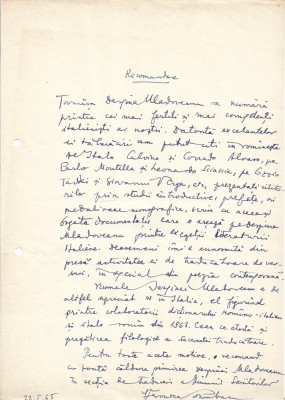 A3519N Veronica Porumbacu (Veronica Schwefelberg), act scris și semnat olograf, 1965 foto