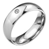 Inel din oţel 316L, suprafaţă luciosă, rotunjită, ştras transparent, şlefuit - Marime inel: 62