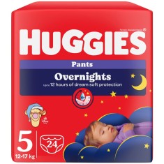 Scutece chilotel de noapte Huggies Overnights 5, 12-17 kg, 24 buc