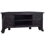 Cumpara ieftin Comodă TV, negru cafeniu deschis,100x40x45cm, lemn masiv mahon