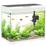 PawHut Acvariu din Sticlă de 17L pentru Pești cu Iluminare LED, Sistem de Filtrare și Pompă de Apă, 35x21x31 cm, Alb | Aosom Romania
