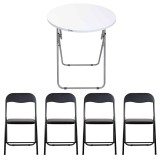 Masa plianta rotunda cu blat mdf, dimensiuni 60x65cm, alb (ZLN 6968) plus 4 x scaun bucatarie pliant (DSY 1115) / ZLN 6968_4S