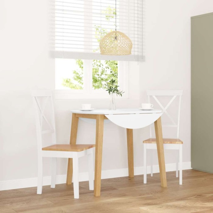 vidaXL Scaune de sufragerie 2 buc Cauciuc din lemn masiv alb 4102406