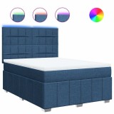 Cumpara ieftin Pat box spring cu saltea, albastru, 140x200 cm, textil