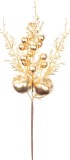 Crenguta decorativa de Craciun aurie cu bobite, 28 cm