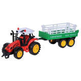 Tractor agricol de jucarie, model cu remorca, multicolor, 36x10x13 cm
