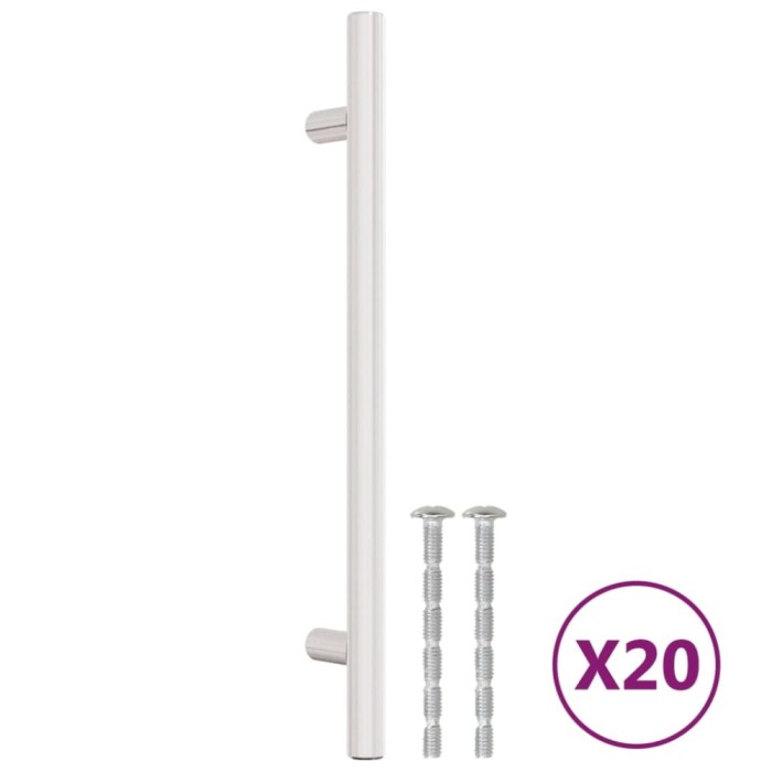 Manere de dulap, 20 buc., argintiu, 160 mm, otel inoxidabil