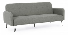 Canapea extensibila cu tapiterie textil gri si picioare fier negru Bridjet 200 cm x 82 cm x 81 cm x 43 h1 x 59 h2 Elegant DecoLux foto