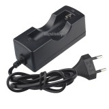 Incarcator Acumulatori Li-ion 18650, 3.7V-4.2V, Negru, Protectie Scurtcircuit si Supraincarcare. Ideal Lanterne, Jucarii, Radiouri