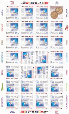 AEROMFILA,MINICOALA DE 27 TIMBRE + VINIETA RAR! MNH ** 2020,VAL DE 2,70 LEI. foto