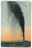 411 - CAMPINA, Prahova, eruption of a probe, Romania - old postcard - used, Circulata, Printata