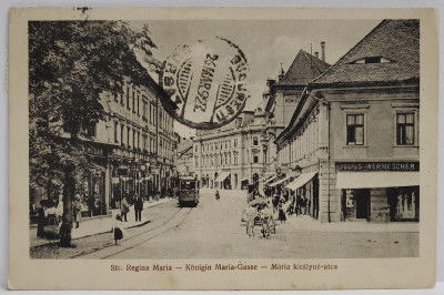 SIBIU , STRADA REGINA MARIA , CARTE POSTALA , 1927 foto