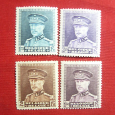 Serie mica Regele Albert I cu uniforma militara ,1931 Belgia ,4 val. sarniera