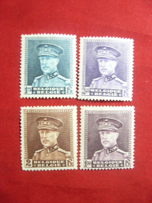 Serie mica Regele Albert I cu uniforma militara ,1931 Belgia ,4 val. sarniera