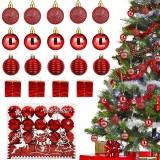 Set de 20 globuri pentru bradul de Craciun Gzgxkj, plastic, rosu, 5 cm