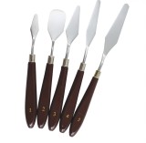 Cumpara ieftin Set spatule pentru pictat, 5 buc, maner 10.5 cm, visiniu/argintiu