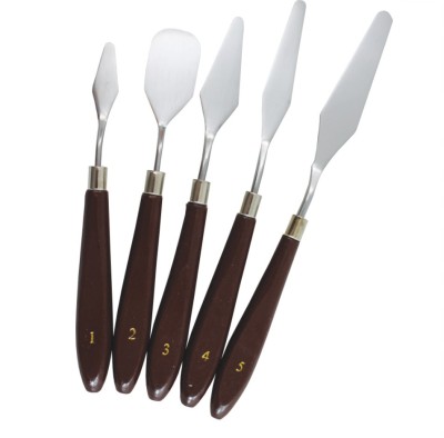 Set spatule pentru pictat, 5 buc, maner 10.5 cm, visiniu/argintiu foto