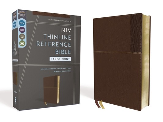 Niv, Thinline Reference Bible, Large Print, Leathersoft, Brown, Red Letter, Comfort Print