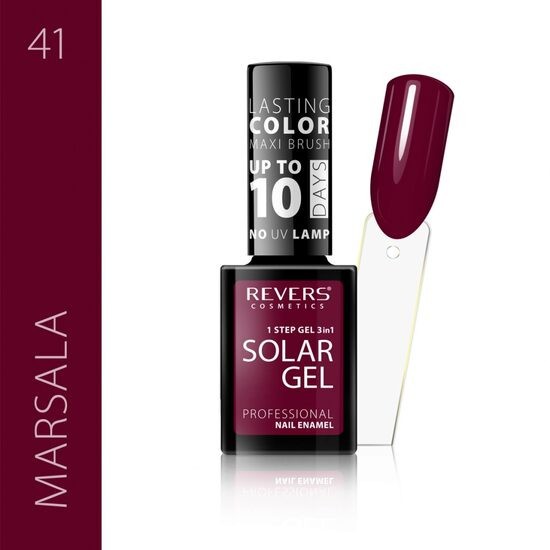 Lac de unghii Solar Gel, Revers, 12 ml, rosu inchis, nr 41, marsala