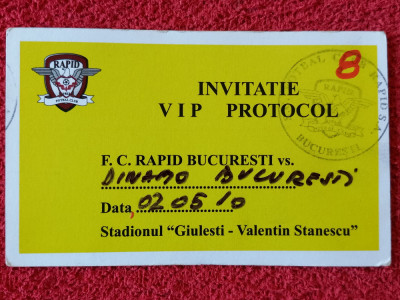 Invitatie meci fotbal RAPID BUCURESTI - DINAMO BUCURESTI (02.05.2010) foto