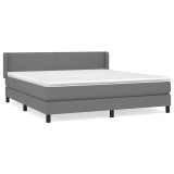 Cumpara ieftin Pat box spring cu saltea, gri inchis, 180x200 cm, textil