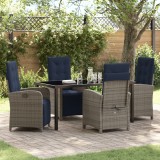 vidaXL Set de cinci piese pentru masă de grădină gri din rattan de la .
