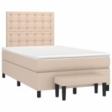 vidaXL Pat box spring cu saltea, cappuccino, 120x190cm piele ecologică