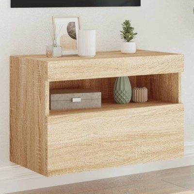 vidaXL Comodă TV de perete cu lumini LED, stejar sonoma, 60x30x40 cm 837187 foto