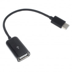 Cablu OTG USB 2.0 Type-C to USB A 16 cm Flippy, Negru foto