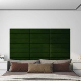 Panouri Perete Decorative Catifea Verde Inchis 60x15cm (12 Buc) vidaXL - Izolare Fonică &amp; Termică