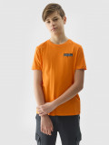 Tricou din bumbac organic cu imprimeu pentru băieți - portocaliu, 4F Sportswear