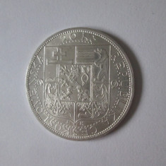 Cehoslovacia 20 Korun 1937 argint aUNC-Comemorativă:Moartea președ.T.Masaryk