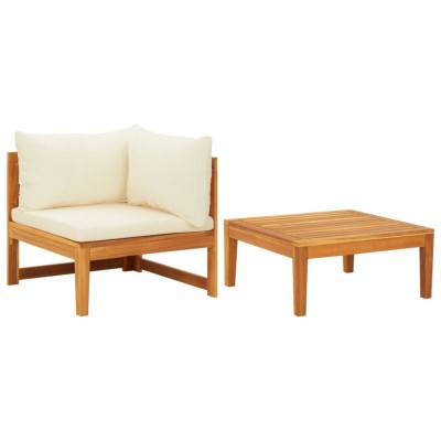 Gossi set mobilier gradina perne alb/crem, 2 piese, lemn masiv acacia foto