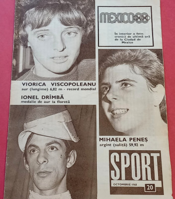 Revista SPORT nr. 20/octombrie 1968 (JO Mexic; Romania;Dobrin) foto