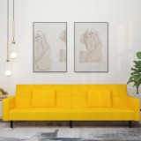 VidaXL Canapea extensibilă cu 2 locuri, 2 perne, galben, catifea