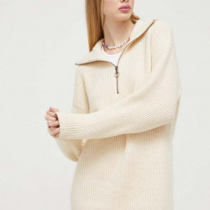 Billabong rochie din amestec de lana culoarea bej, mini, drept