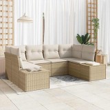 vidaXL Set de canapele pentru grădină cu pernă 6 pcs bej și crem