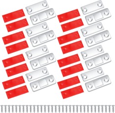 Set de 8 inchizatoare magnetice, JENUOS&reg;, Magneti pentru usa dulap, Cu suruburi, 42x17x2 mm, Argintiu