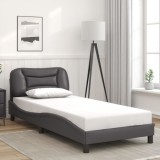 VidaXL Cadru de pat cu tăblie, gri, 80x200 cm, piele ecologică