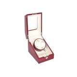 Cumpara ieftin Cutie Watch Winder WatchBox 2+3 Ceasuri Automate, Lemn Grena, Piele Eco Crem, Lucios, 19x24x21cm