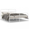 Gossi cadru de pat metalic cu tablie de cap/picioare, alb, 183x213 cm