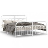 Gossi cadru de pat metalic cu tablie de cap/picioare, alb, 183x213 cm