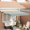 Copertină Dungi Verde și alb 3 x 2,5 m Poliester și metal