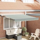 Marchiză retractabilă automată Verde și Alb 350x250 cm