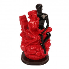 Statueta Cuplu din rasina, Negru\Rosu foto