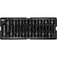 Set capete tubulare de impact TORX si IMBUS, sertar TIP A (385x150 mm) pentru dulap mobil, T30-T80, H5-H19, 1/2, 16 buc, RICHMANN EXCLUSIVE foto