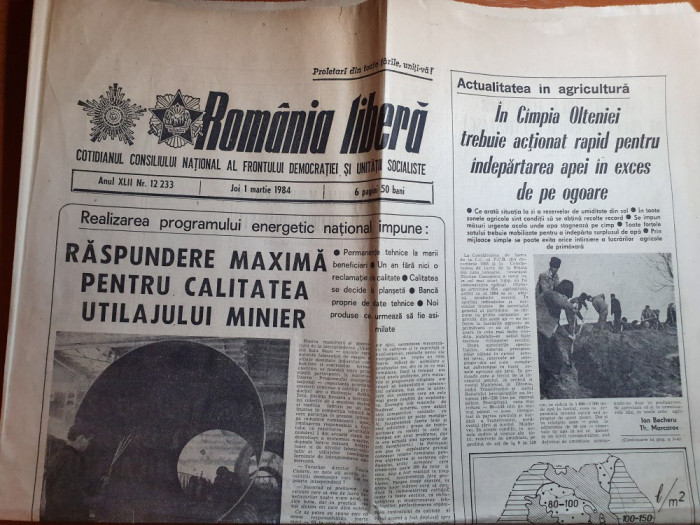 romania libera 1 martie 1984-art. si foto cartierul margeanului,campia olteniei
