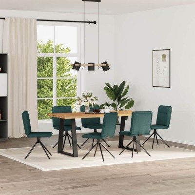 vidaXL Scaune de bucătărie, 6 buc., verde &amp;icirc;nchis, material textil foto