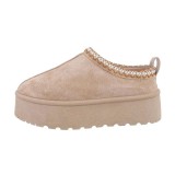 Papuci Dama Interior Exterior Bej Platforma 4cm Piele Eco Imblaniti Marimea 40