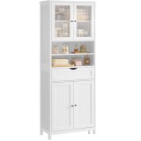 VASAGLE Dulap de baie cu sertar si rafturi reglabile, MDF, 60x30x170 cm, alb Household NewTrend